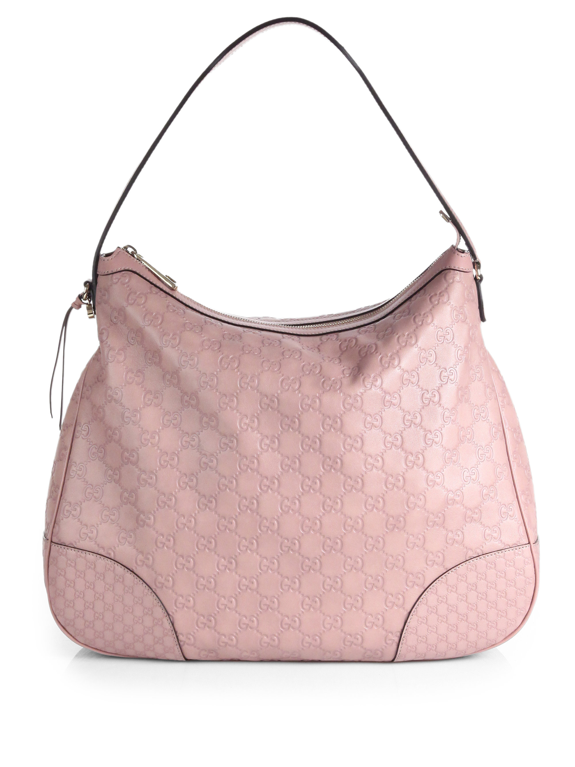 Gucci Bree Ssima Leather Hobo Bag in Pink (BLUSH) | Lyst