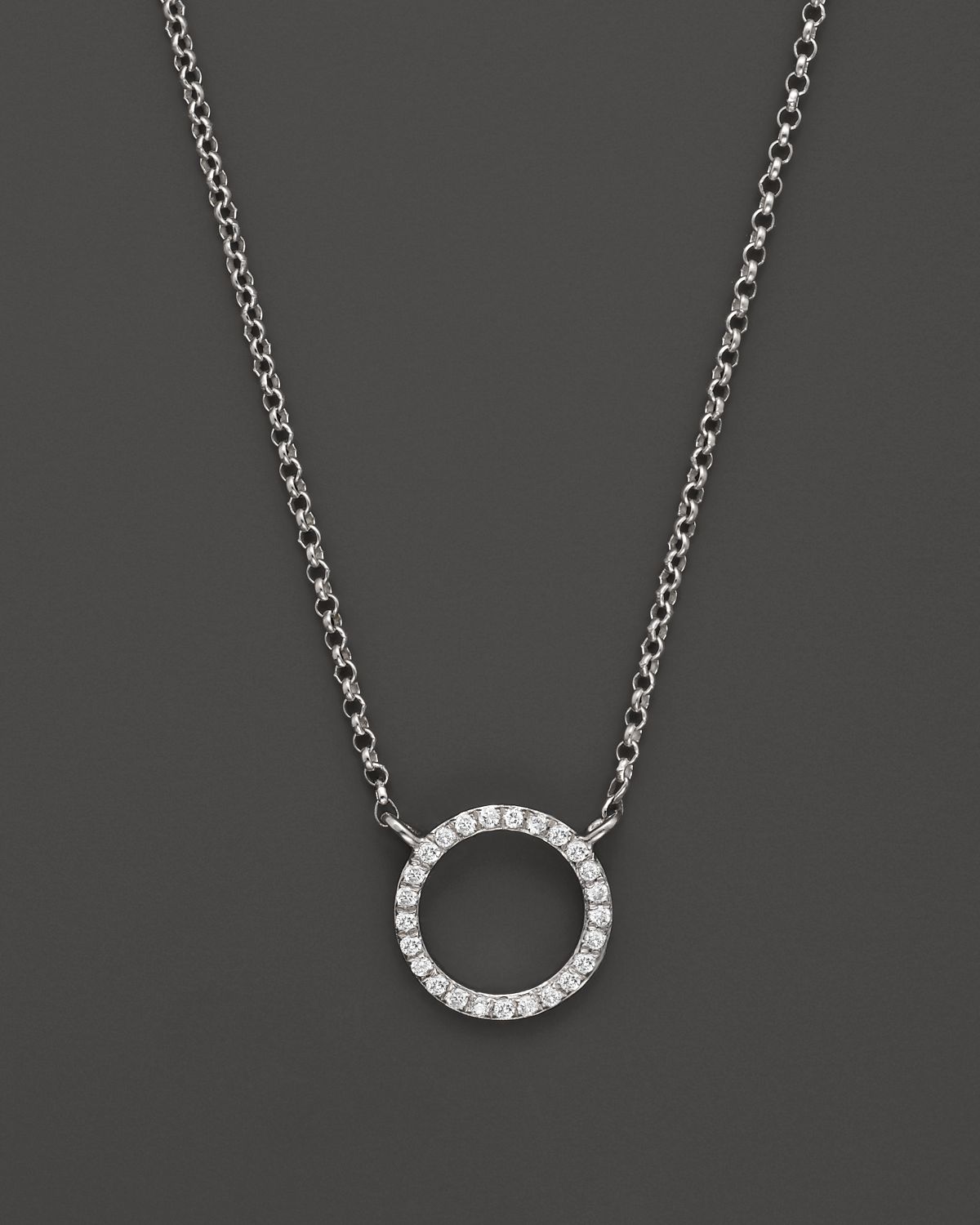 Kc Designs Small Diamond Circle Pendant in 14k White Gold in Silver