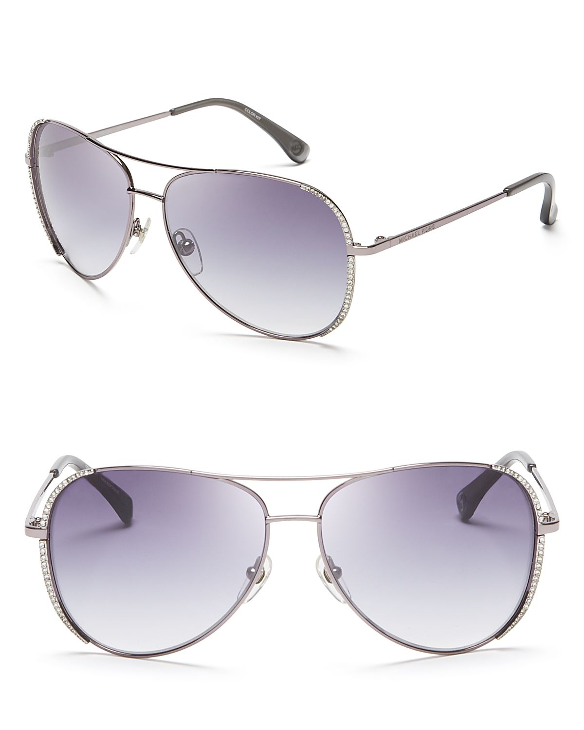 Michael Kors Sadie Aviator Sunglasses in Silver (Gunmetal) | Lyst