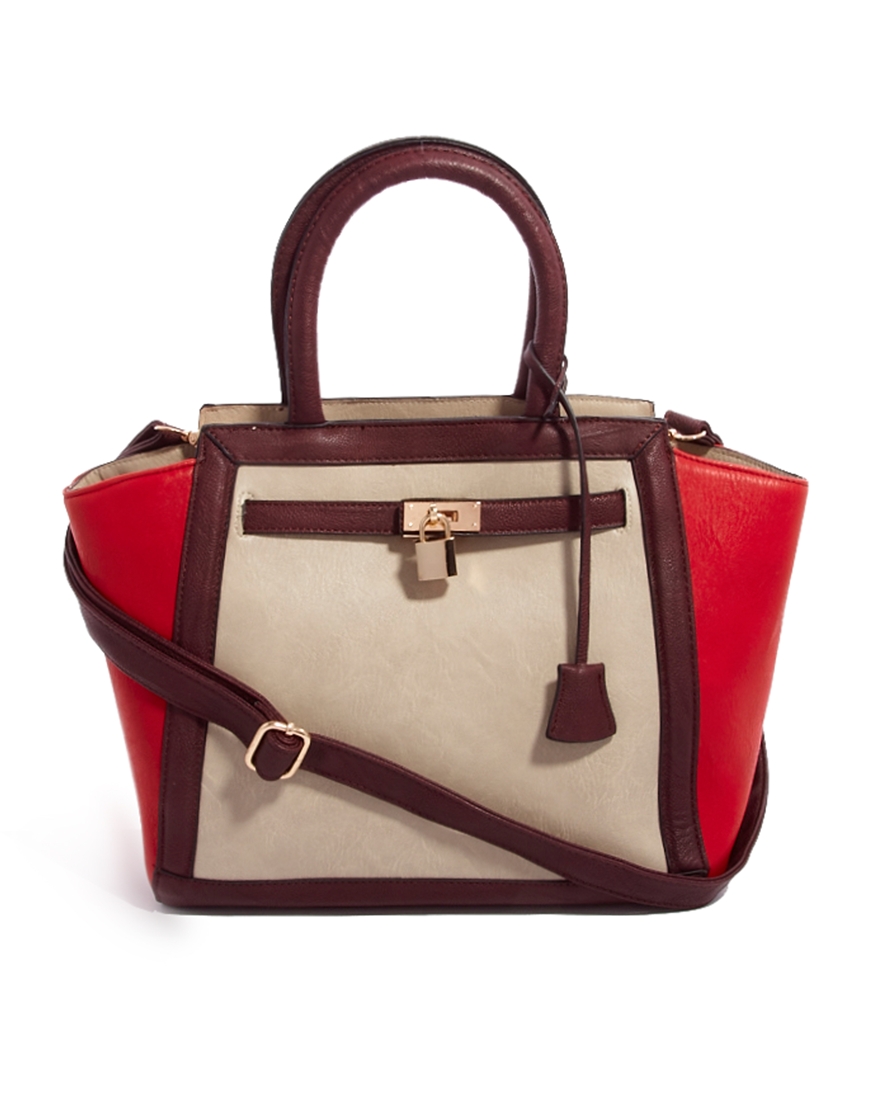 Asos Oasis Belted Winged Tote Bag in Red (Redmulti) | Lyst