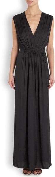Raquel Allegra Pleated Satin Maxi Dress in Black Raquel Allegra Pleated Satin Maxi Dress in Black