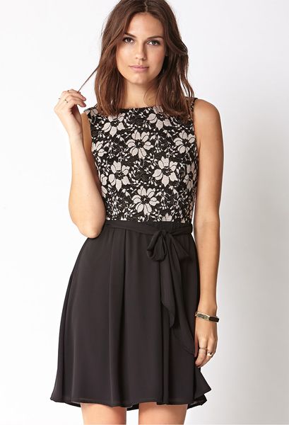 Forever 21 Cocktail Hour Lace Dress W Sash in Beige (BLACKNUDE ...