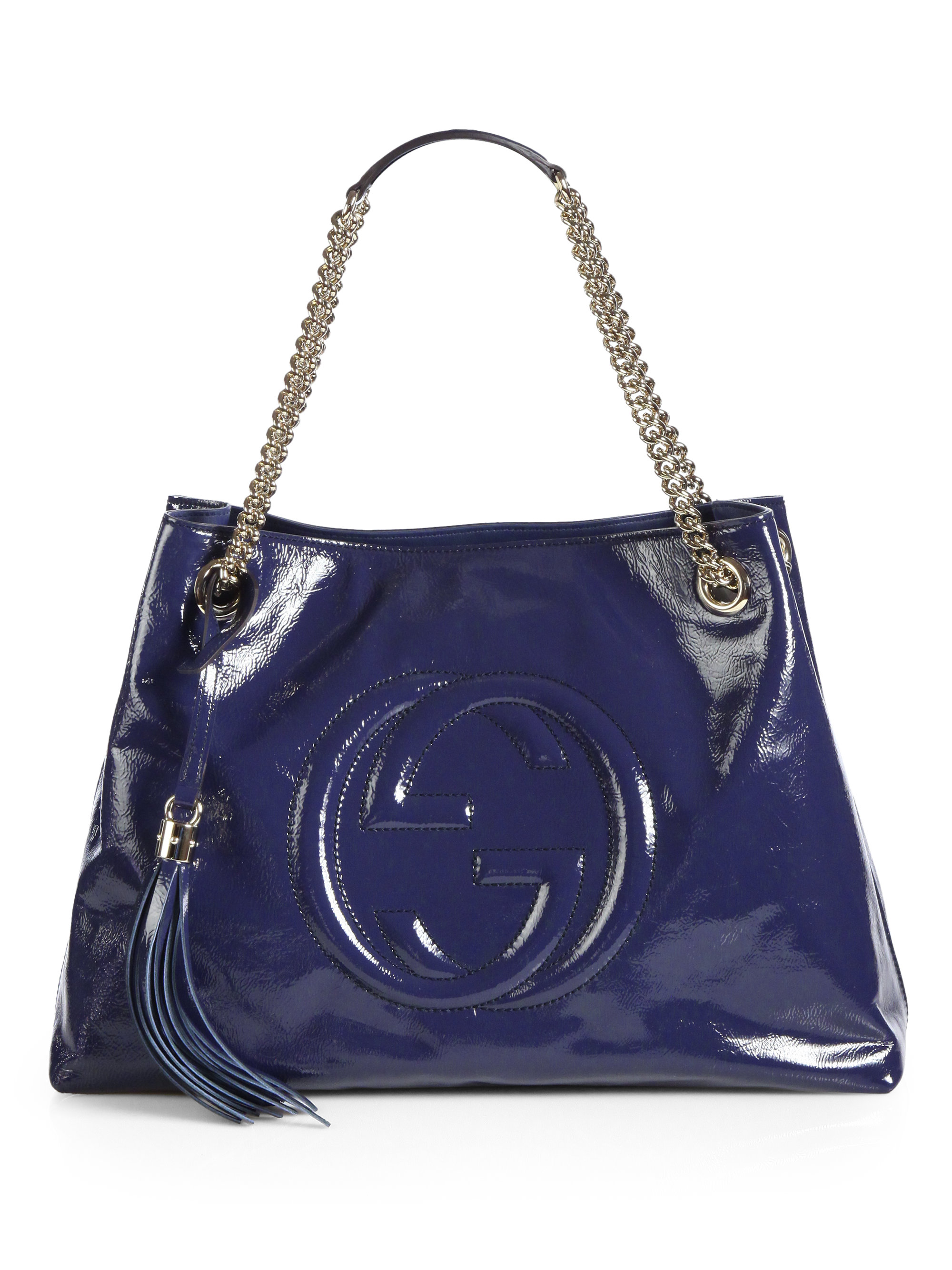Gucci Soho Patent Leather Shoulder Bag in Blue (AZURE) | Lyst