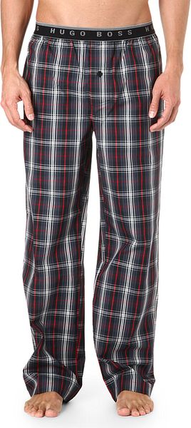 Hugo Boss Checked Pyjama Bottoms in Red for Men (Grey red)