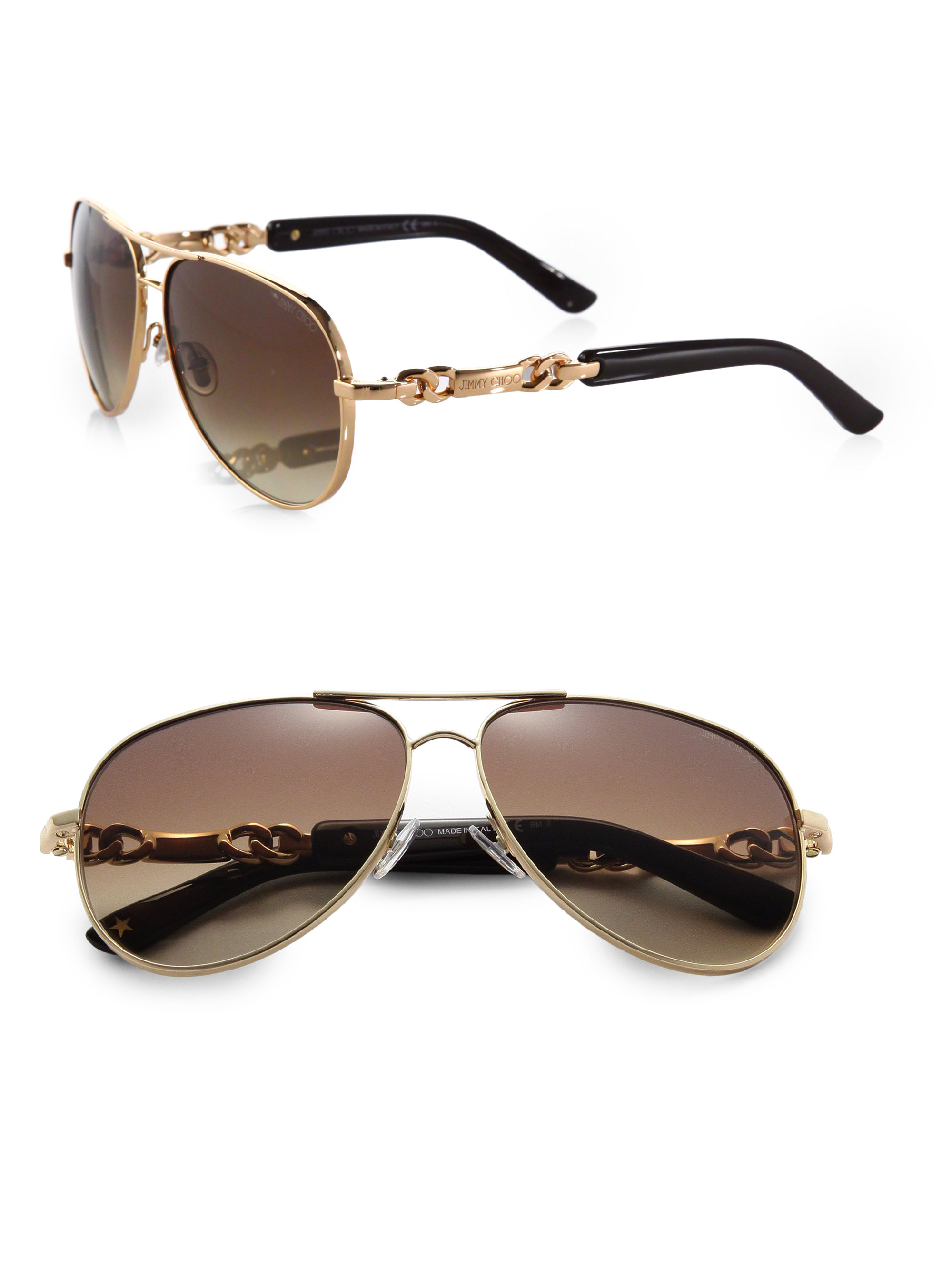 Jimmy Choo Reese Aviator Sunglasses in Gold (ROSE GOLD) Lyst