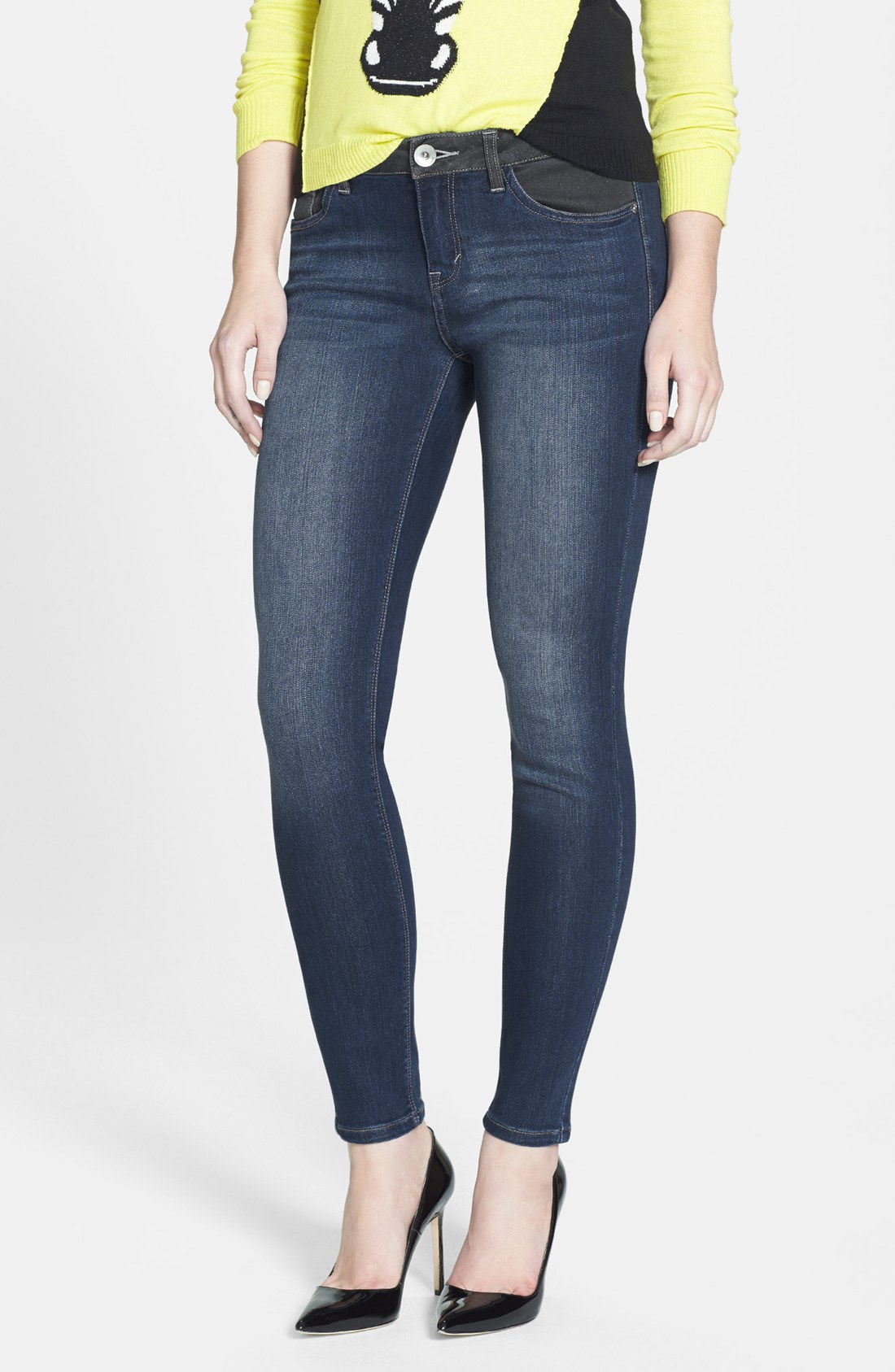 Kensie Ankle Biter Colorblock Skinny Jeans in Blue (Electric Youth) Lyst