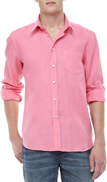 mens pale pink linen shirt