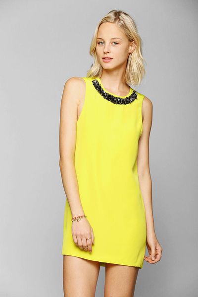 Urban Outfitters Naven Glam Jewelcollar Shift Dress in Yellow (LIME ...
