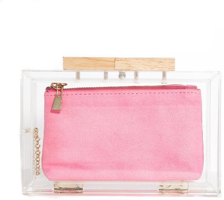 Asos Clear Clutch Bag with Internal Contrast Purse in Transparent (Pink) | Lyst
