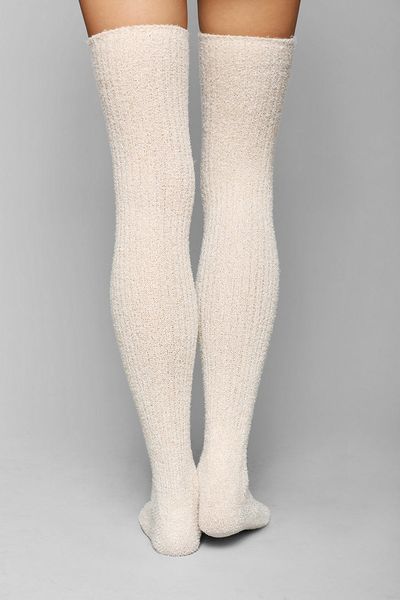 Urban Outfitters Fuzzy Lurex Over The Knee Socks in White (IVORY ...