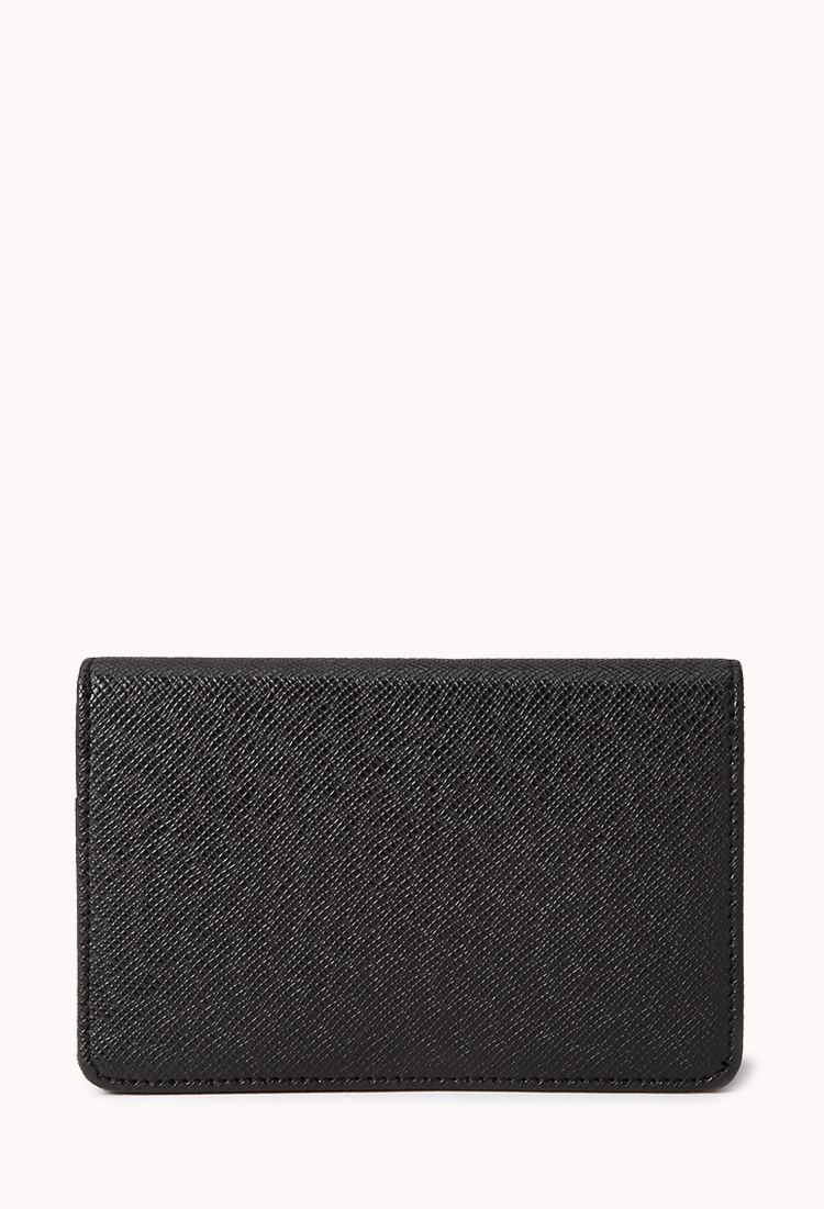 Forever 21 Iconic Small Faux Leather Wallet in Black
