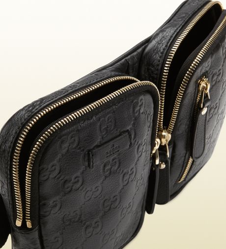 Gucci Black Ssima Leather Belt Bag in Black for Men | Lyst