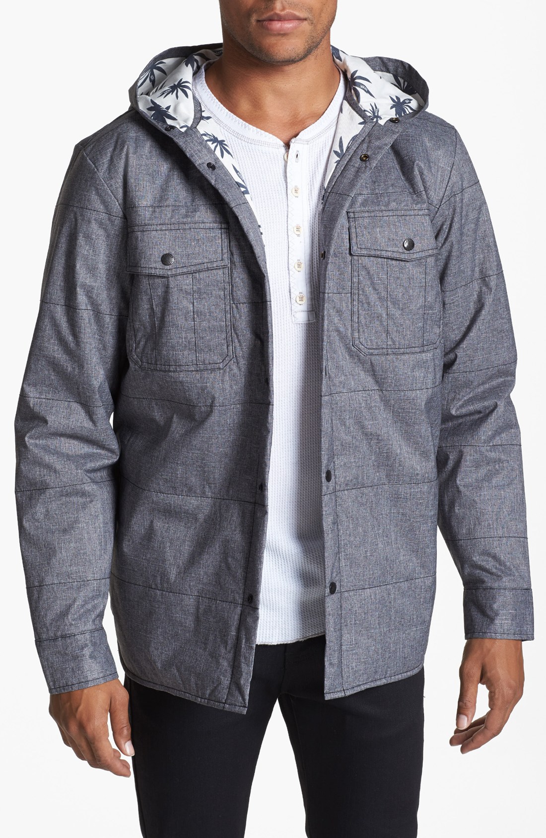 Vans Stinson Hooded Chambray Jacket in Black for Men (Black Chambray