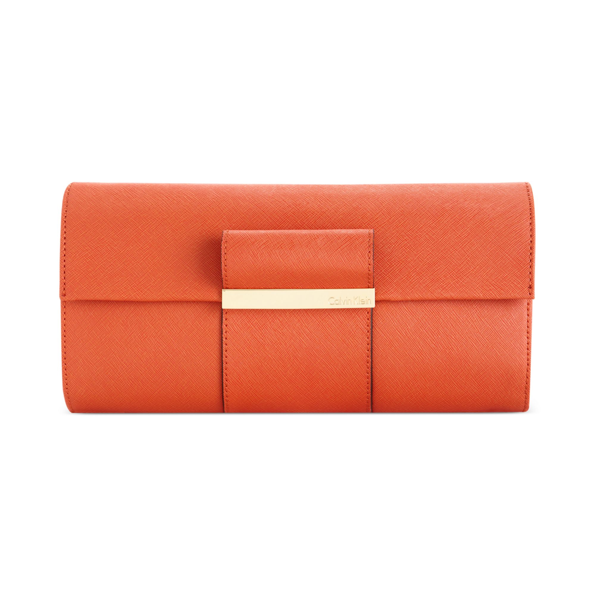 orange designer clutch