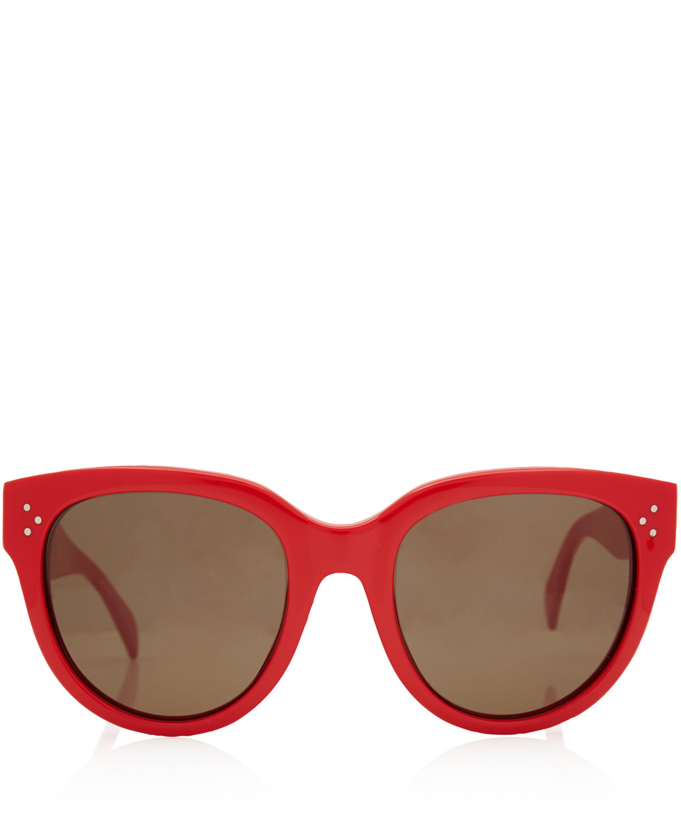 Celine Large Red Audrey Round Frame Sunglasses in Red Lyst