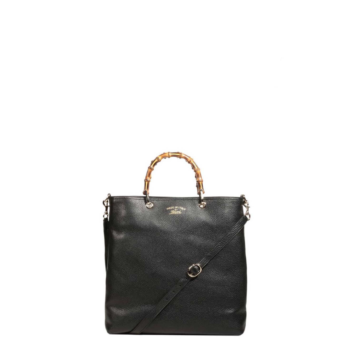 Gucci Handbag Bamboo Leather Tote 2 Handles Bamboo in Black | Lyst