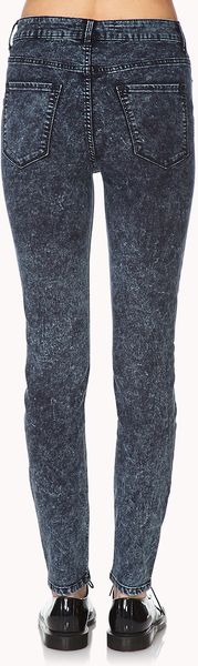 Forever 21 High-Waisted Acid Wash Jeans in Blue (Dark denim) | Lyst