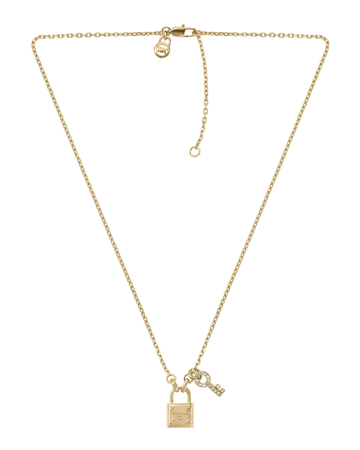 Michael Kors Lock Key Pendant Necklace Golden in Gold