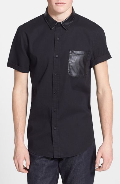 short sleeve leather shirts