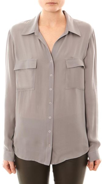 taupe silk blouse