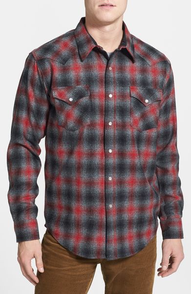 Pendleton Canyon Fitted Virgin Wool Flannel Western Shirt in Multicolor