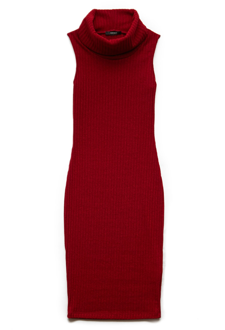 Forever 21 Sophisticated Sweater Dress in Red (Wine)