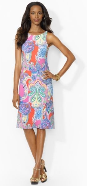 ralph lauren blue paisley dress