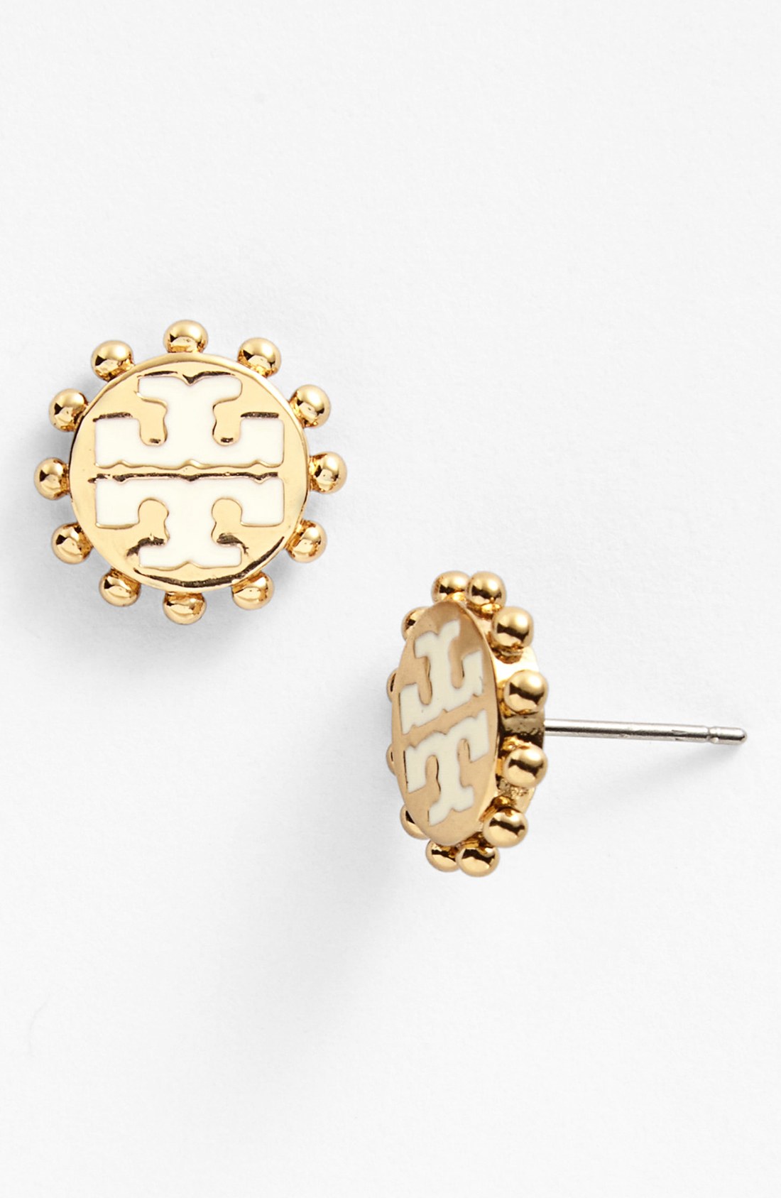 Tory Burch Winslow Logo Stud Earrings in Gold (Ivory/ Shiny Gold) | Lyst