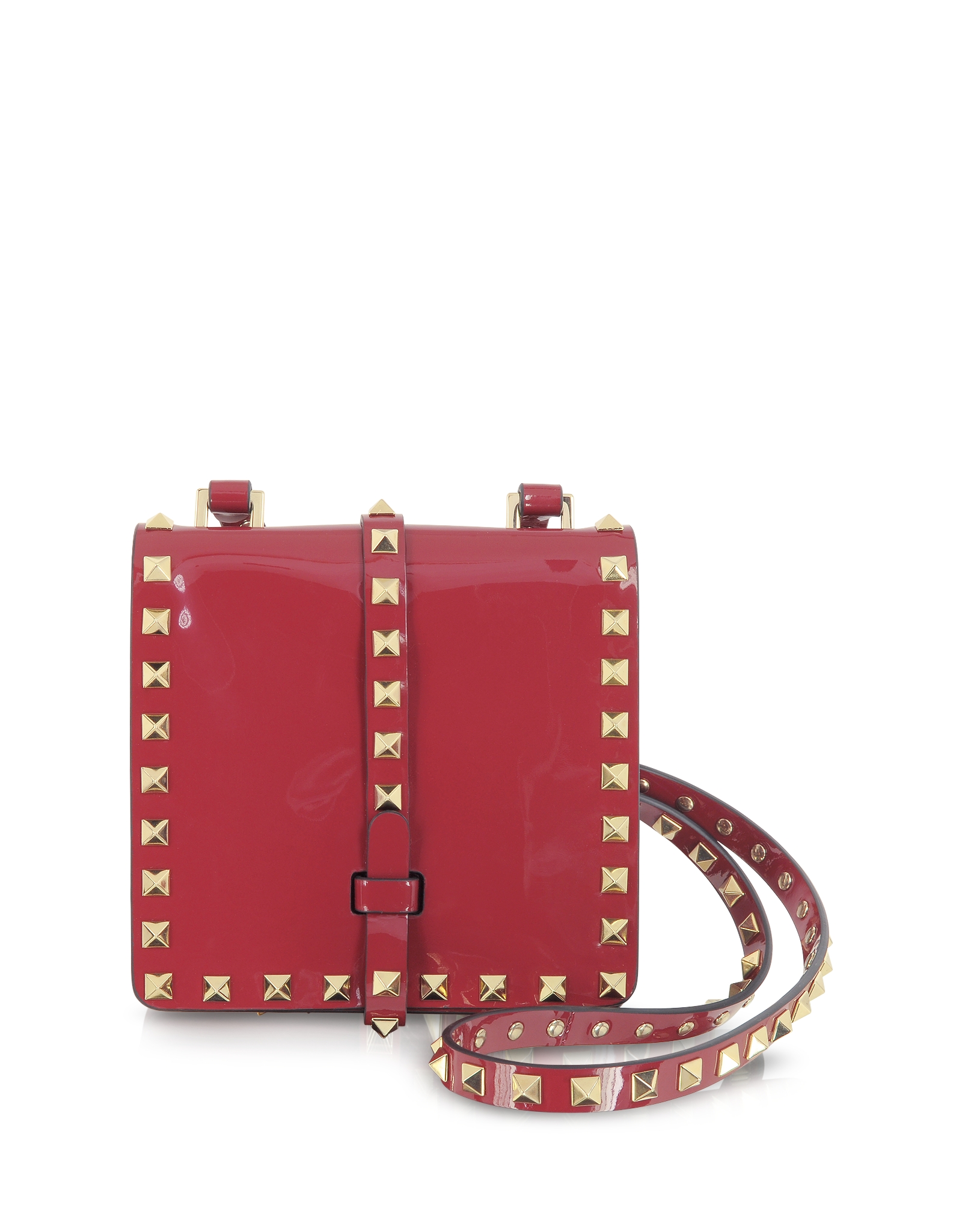 Valentino Rockstud Red Patent Leather Mini Shoulder Bag in Red | Lyst