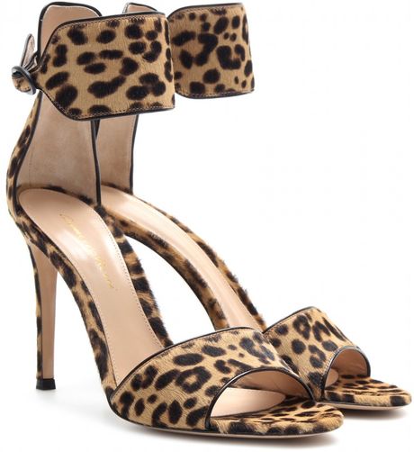 ... Rossi Leopard Print Pony Hair Sandals in Animal (leopard) | Lyst