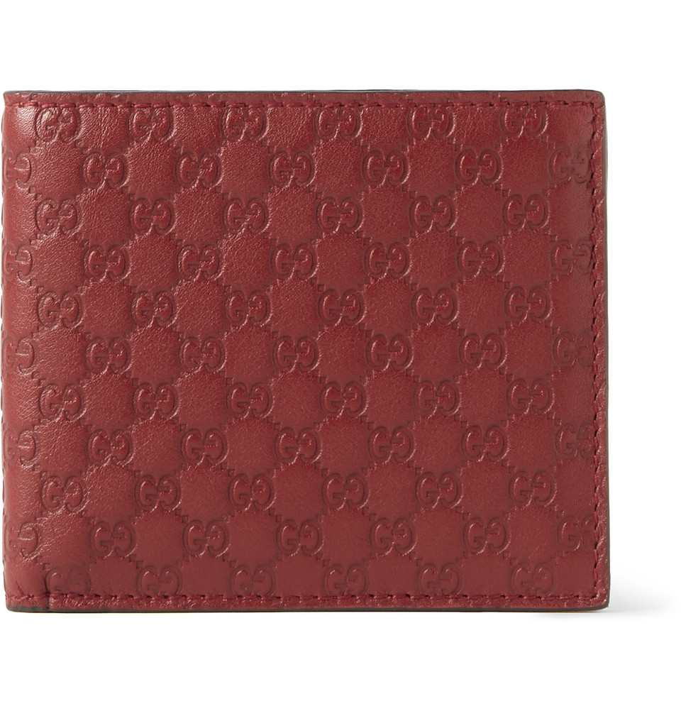 Gucci Embossed Leather Billfold Wallet in Red for Men | Lyst