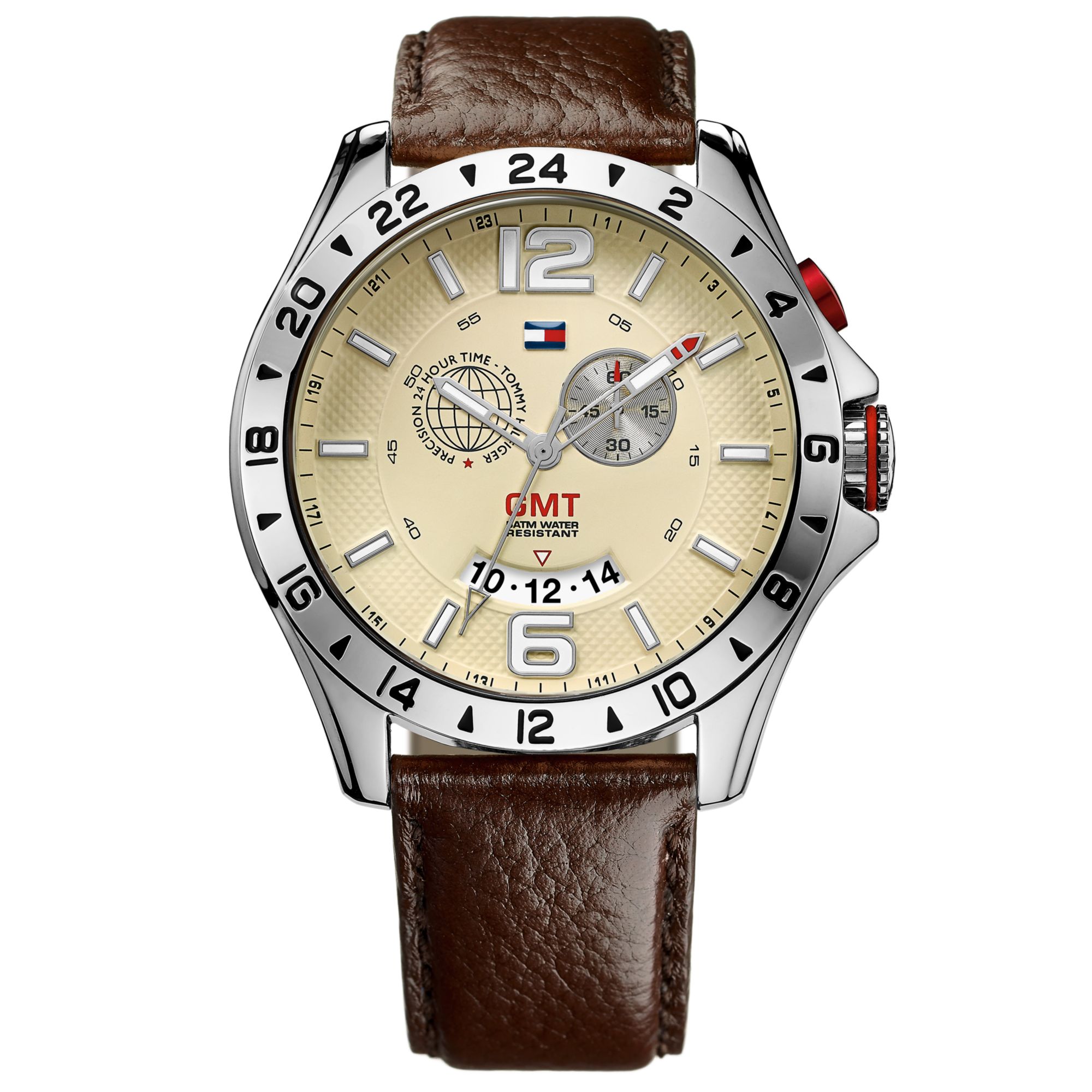 Tommy Hilfiger Men'S Gmt Brown Leather Strap Watch 46Mm 1790973 in Brown for Men (No Color) Lyst