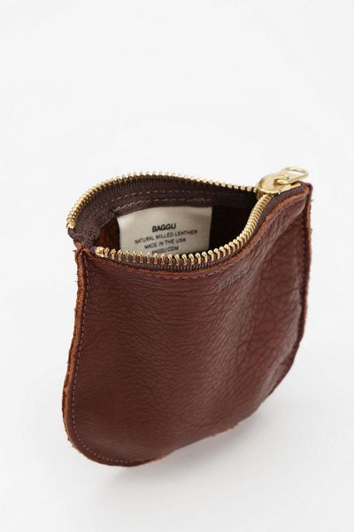 Urban Outfitters Baggu Small Leather Zip Pouch in Brown (MAHOGANY) | Lyst