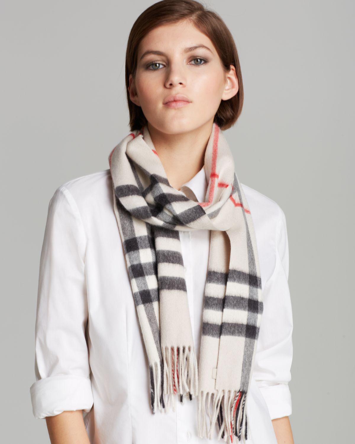 burberry check modal cashmere and silk scarf