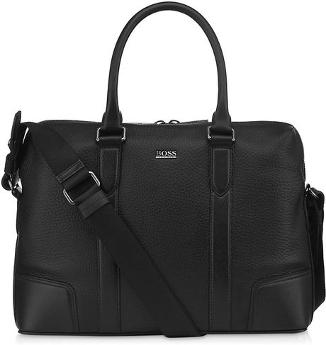 boss leather briefcase