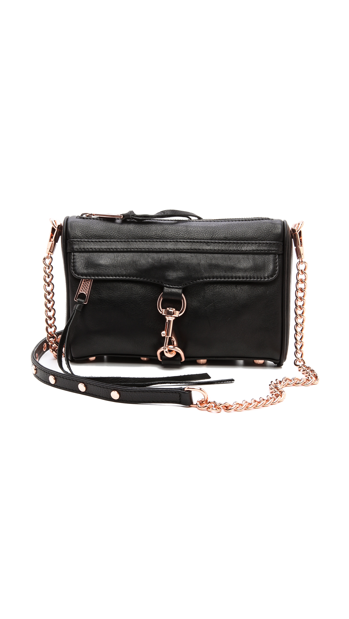 Rebecca Minkoff Mini Mac Bag with Rose Gold Hardware in Black | Lyst