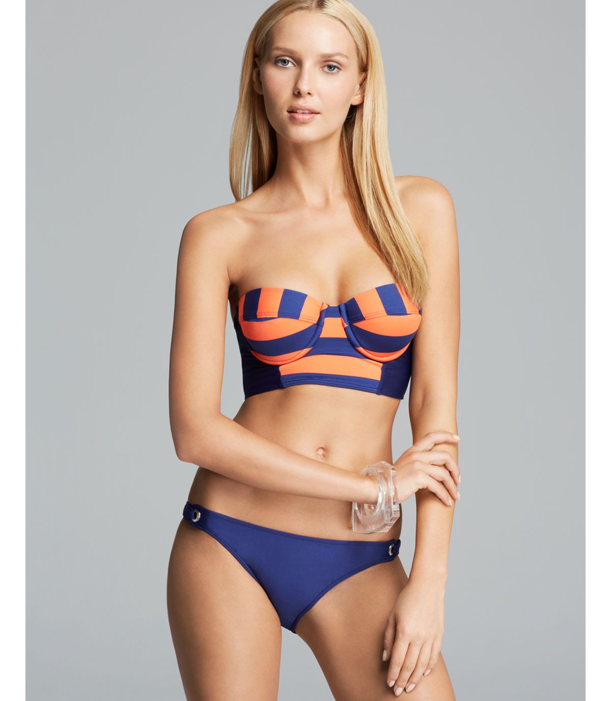 Lyst Splendid Marcel Stripe Bustier Bikini Top In Blue