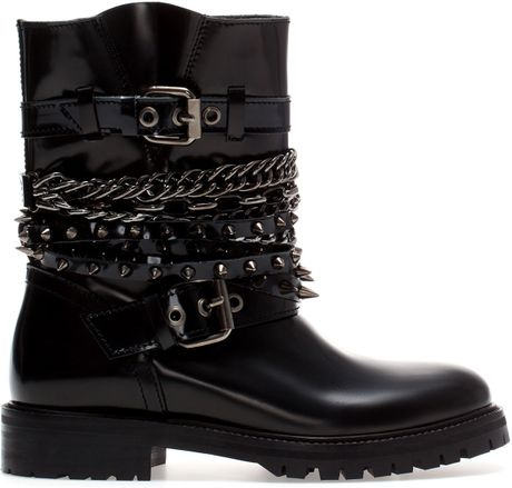 zara chain ankle boots