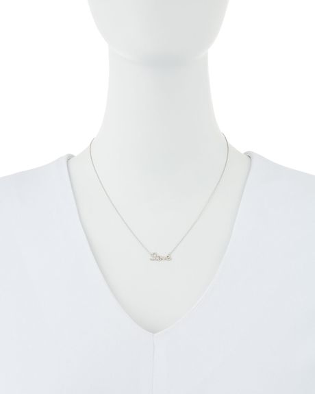 Sydney Evan Small White Gold Diamond Love Necklace in Silver (null)