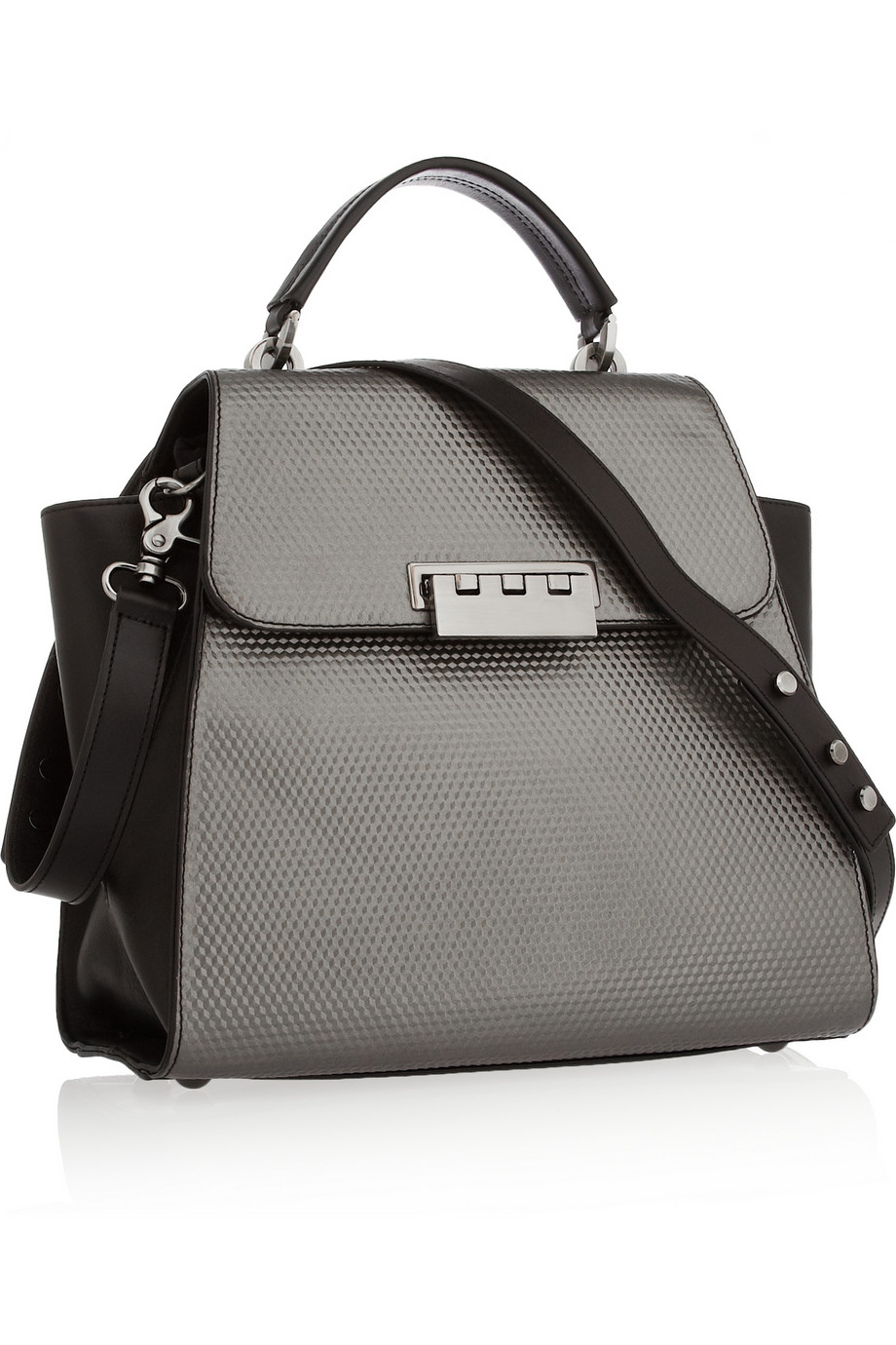 Zac Zac Posen Eartha Embossed Leather Trapeze Bag in Black Lyst