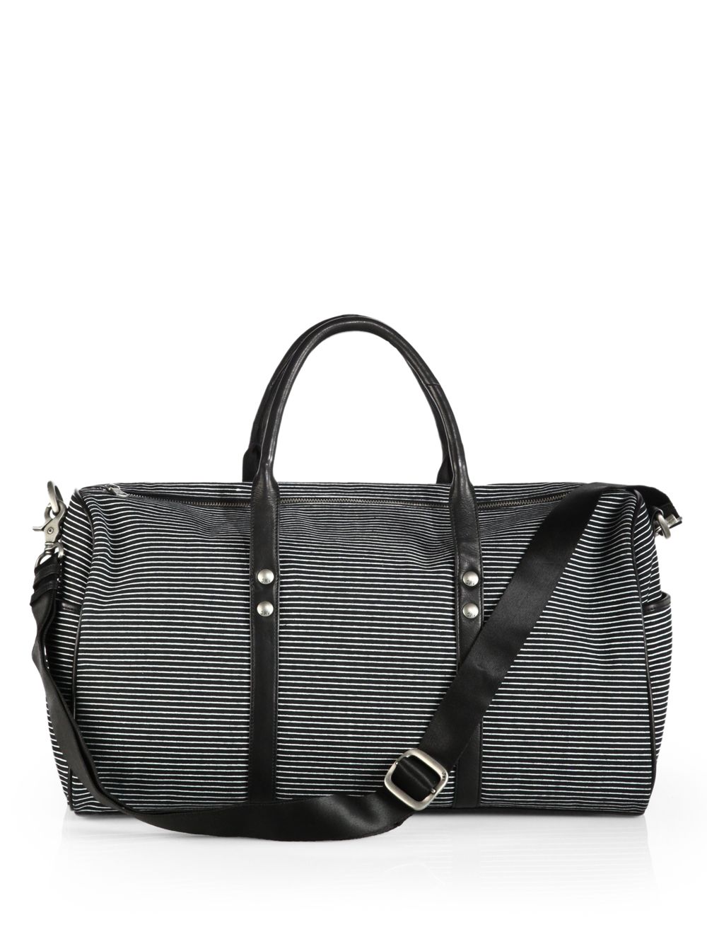 John Varvatos Striped Canvas Duffle Bag in Black for Men Lyst