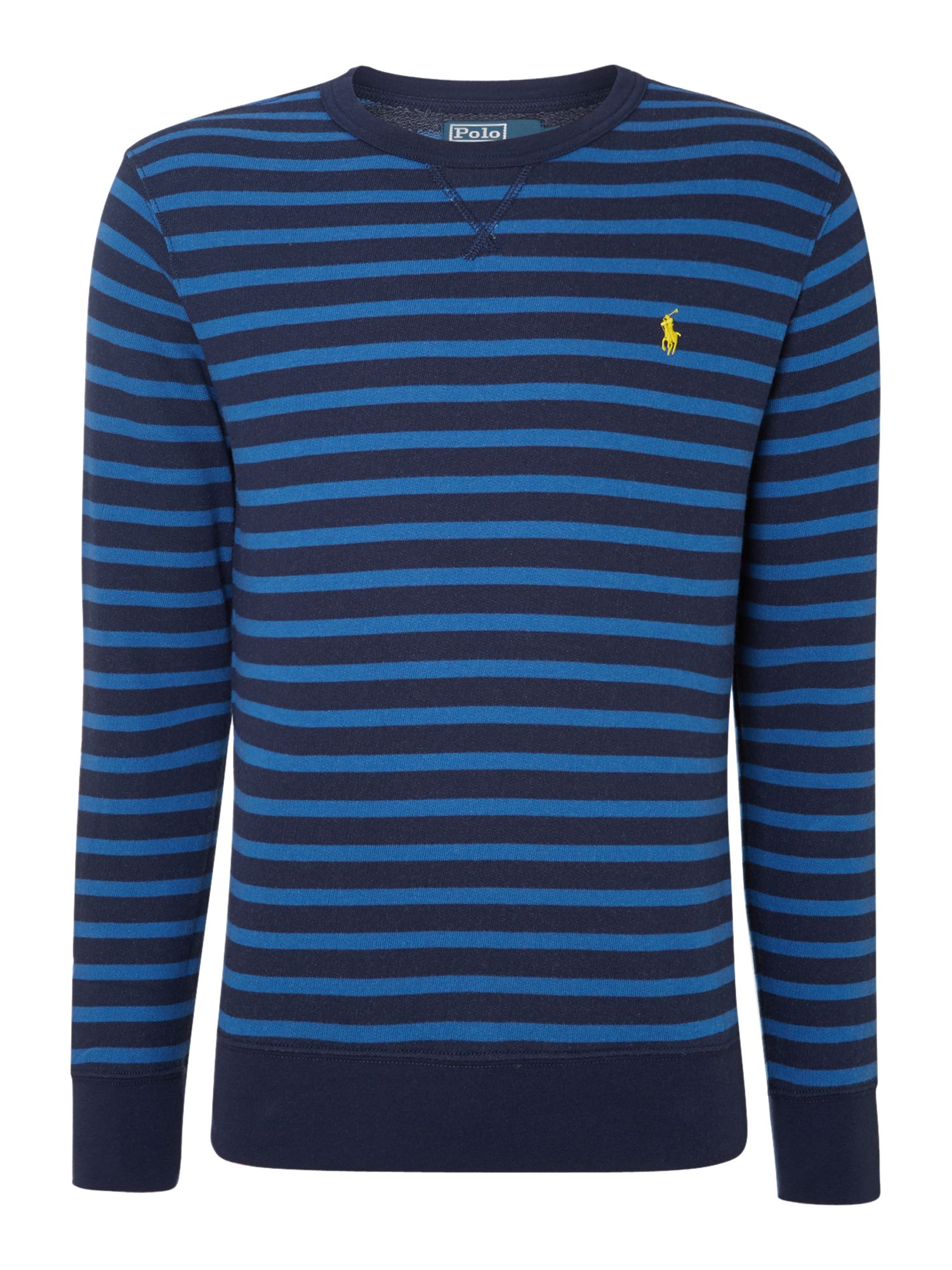 Polo Ralph Lauren Striped Crew Neck Sweatshirt in Blue for Men (Navy