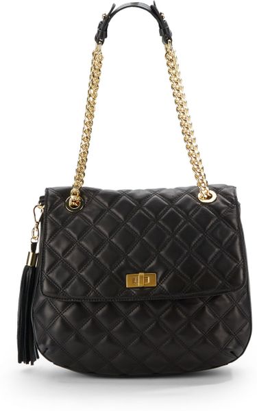 Saks Fifth Avenue Black Samantha Quilted Leather Flap Bag in Black | Lyst