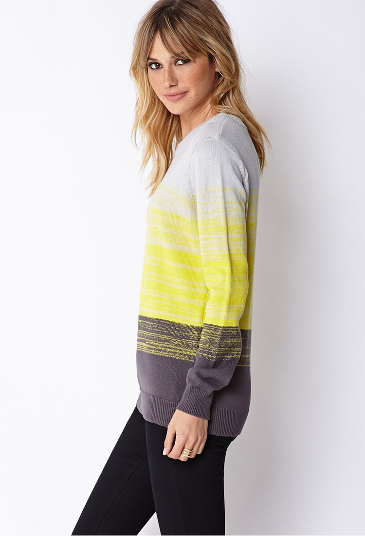 Lyst Forever Neon Longline Marled Sweater In Yellow