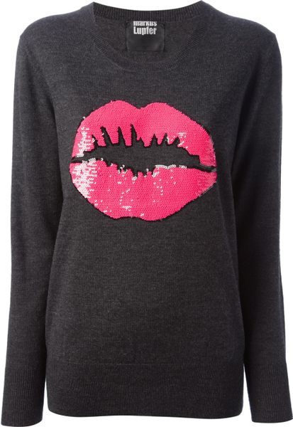 sequin lip sweatshirt