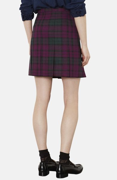 Topshop Plaid Kilt Skirt in Purple | Lyst