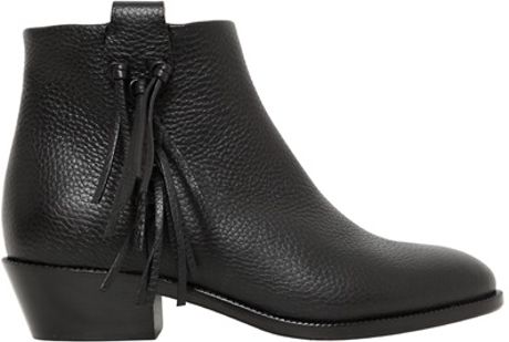 Valentino 35mm Tumbled Leather Fringed Boots in Black - Lyst