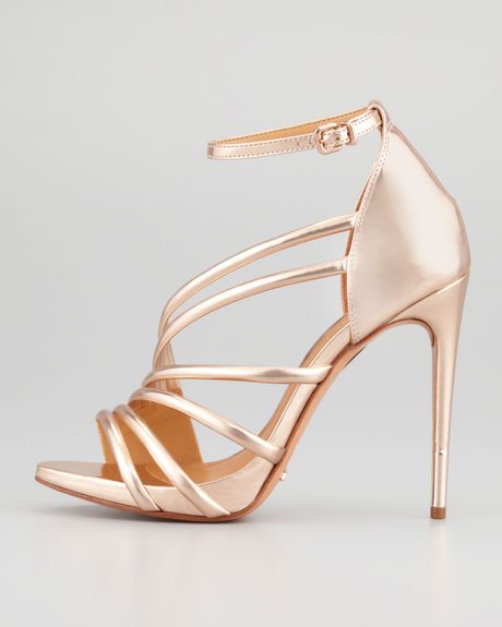 Schutz Adeline Strappy Metallic Sandal Frappe in Gold (FRAPPE) - Lyst