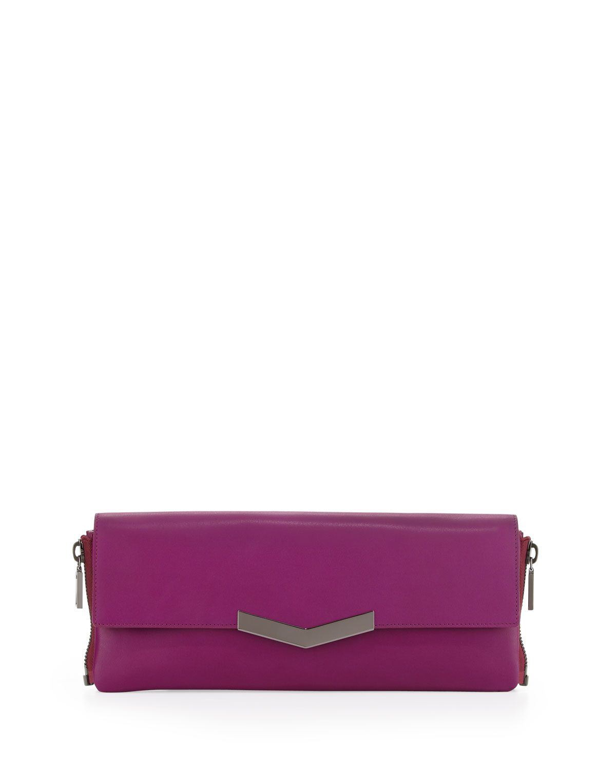 Time's Arrow Meridian Zipside Flap Clutch Bag Magenta in Pink (MAGENTA