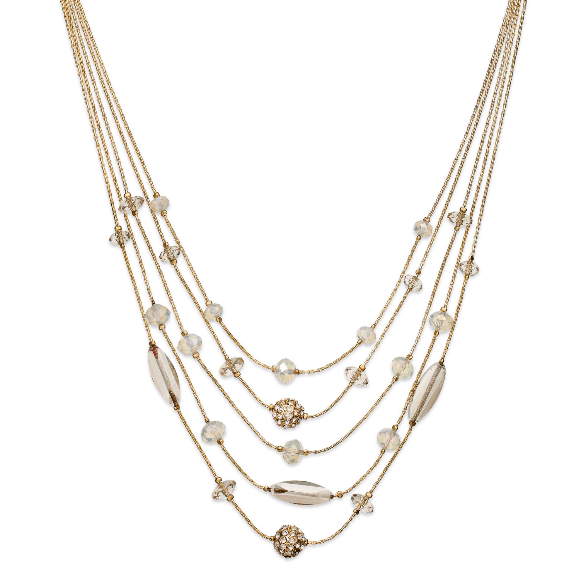 Inc International Concepts Goldtone Blush Bead Illusion Necklace in